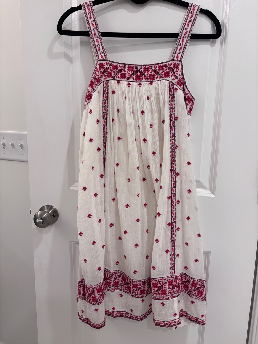 Joie White Mini Dress with Red Floral Embroidery